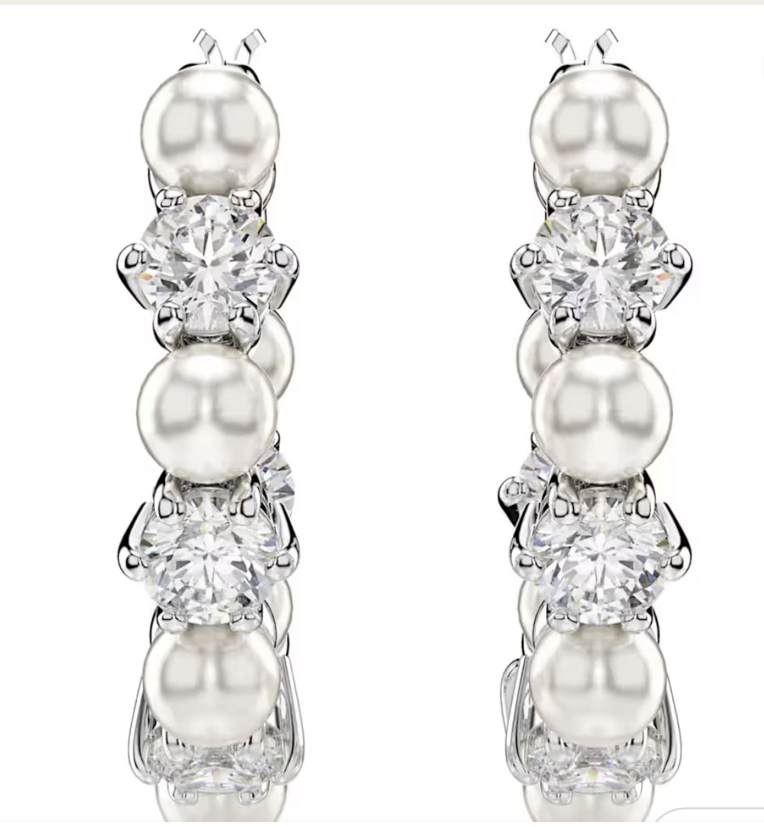 SWAROVSKI - Matrix Drop Earrings
Crystal bead, Round cut, White, Metal