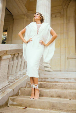 Robe cape midi blanche