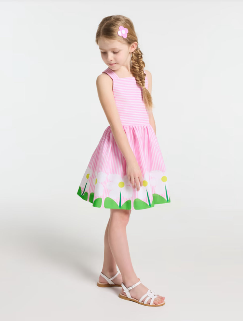 Jacadi - Girls' cross-back dress - white/pink