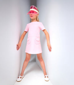 Jacadi - Short-sleeved dress for girls - powder pink jacadi