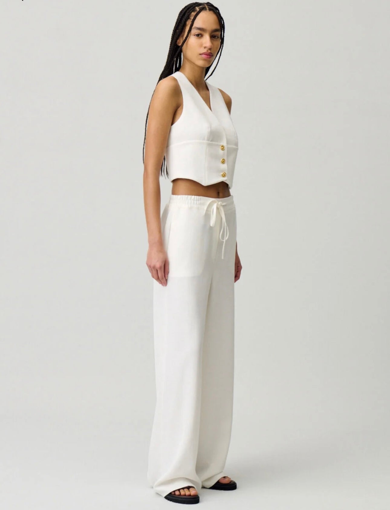 Claudie pierlot - white vest with gold buttons