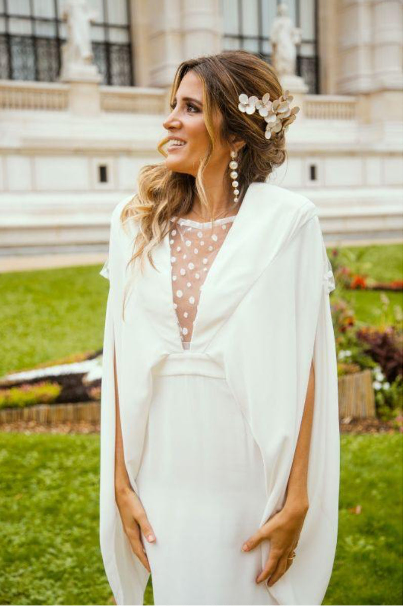 Robe cape midi blanche
