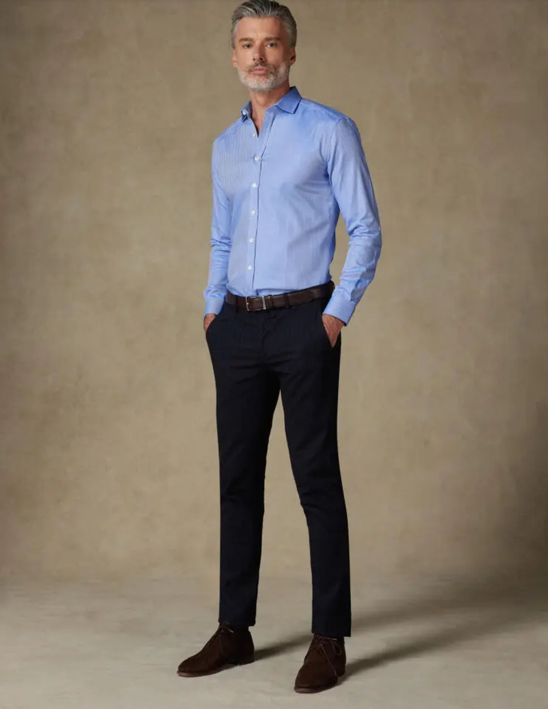 Cafe Coton- Hunter fitted shirt in blue chevron