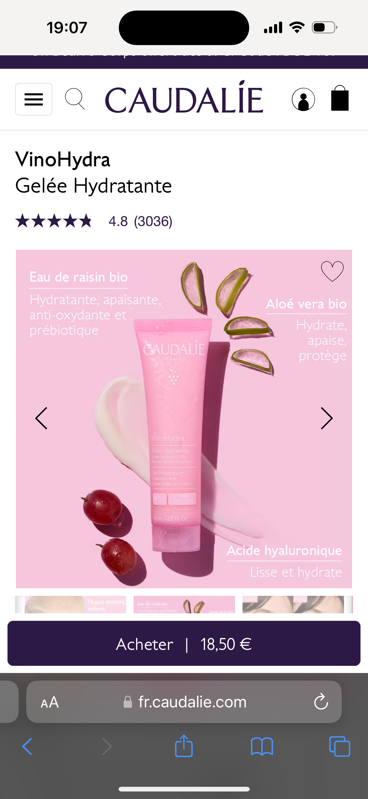 Caudalie - vinohydra moisturizing jelly